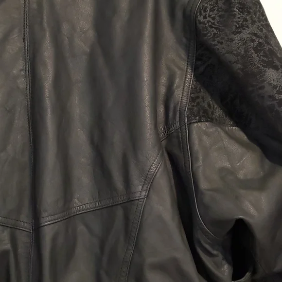 Winlit Black leather dolman batwing sleeve jacket moto Large - Picture 10 of 10